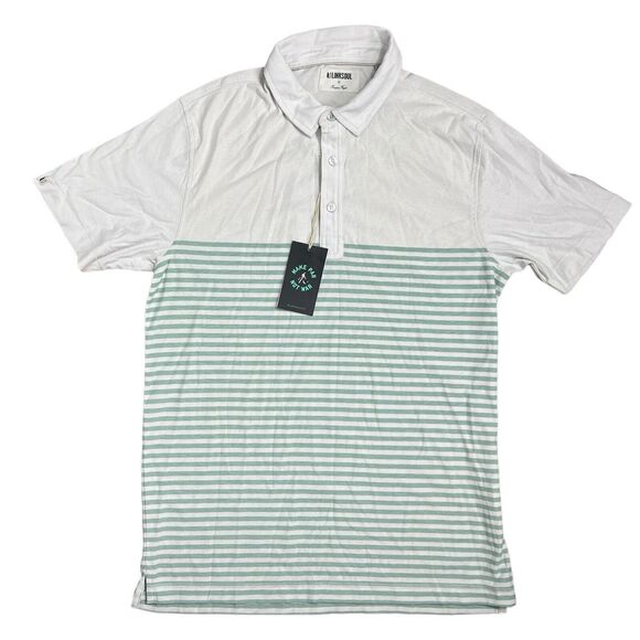 Linksoul Other - Linksoul Shirt Mens S Green Stripe DORA Golf Polo LS1201 Luxury Cotton White
